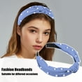 thumbnail image 3 of Unique Bargains 1 Pcs Hairband for Women Satin Knotted Pearl Headband Blue 1.1 Inch Wide, 3 of 7