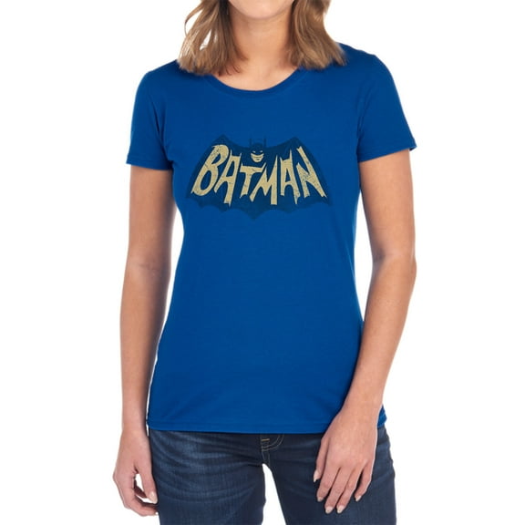 Batman Classic Tv Show Logo Women's T Shirt, Royal, Medium
