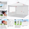 thumbnail image 6 of COBIZI 10x10 EZ Pop up Canopy Gazebo with Sidewalls,Pop up Canopy Tent Instant Shelter for Outdoor Party Camping Backyard Beach with Air Vent ,Carry Bag,Stakes,Ropes,White, 6 of 9