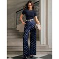 thumbnail image 3 of JUUNthy Womens Polka Dot Dress Pants, High Rise Flat Front Wide Leg Formal Office Daily Palazzo Trousers with Pockets Beige L, 3 of 13