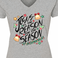thumbnail image 4 of Inktastic Jesus is the Reason for the Season Christmas Bells and Stars Women's V-Neck T-Shirt, 4 of 5