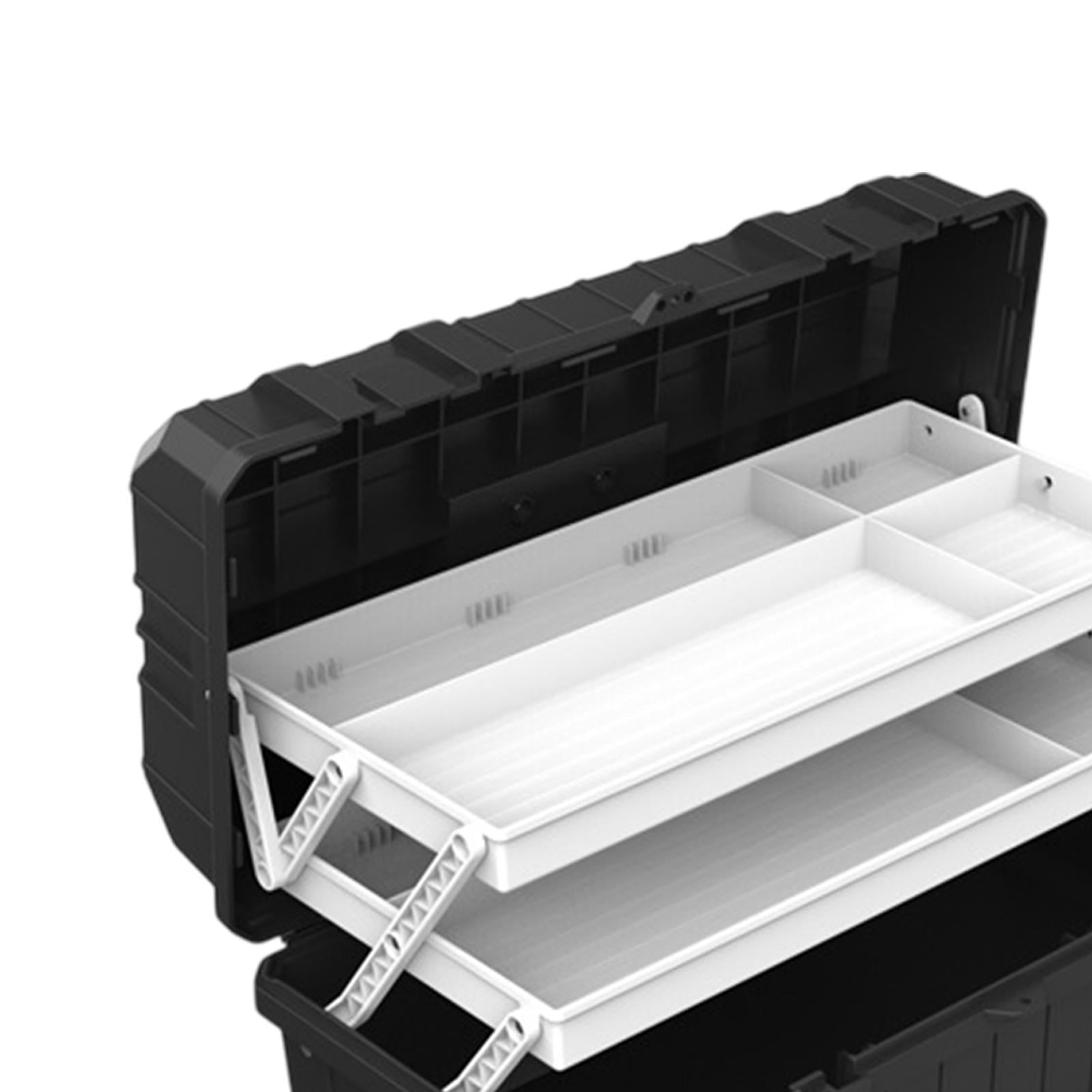 figatia 3 Layer Foldable Tool Box Hardware Parts Storage Case Household Strong Load Bearing Organizer Instrument Container Tackle Box 49cmx27.5cmx22cm