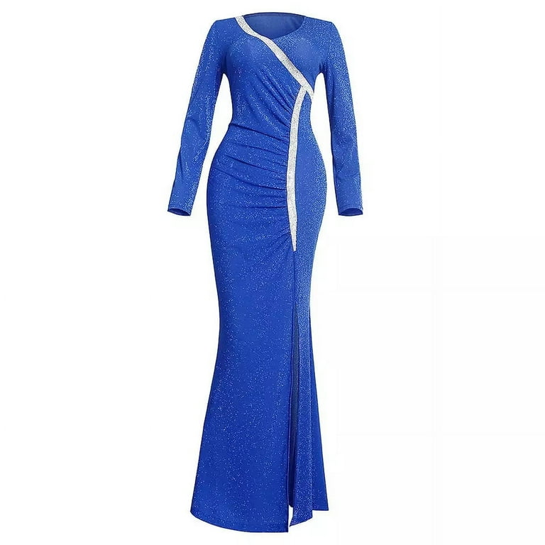 amazing blue dresses Amazing Evening Dress A Line V Neck Matte Satin Floor Length Sequins Formal Party Dresses
