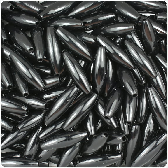 BeadTin Black Opaque 19mm Spaghetti Craft Beads (150pcs)