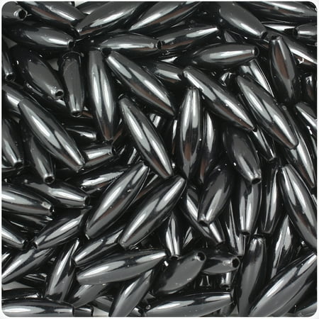 - BeadTin Black Opaque 19mm Spaghetti Craft Beads (200pcs)