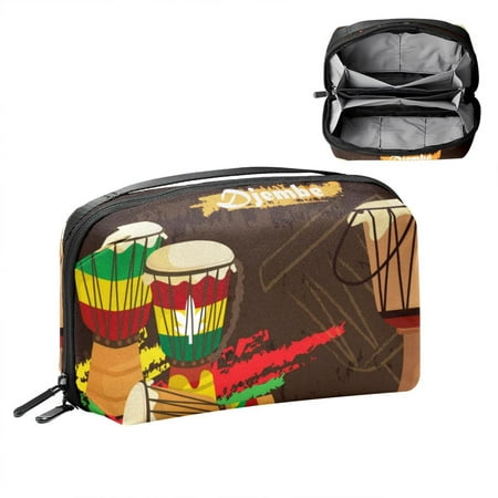 Image of OWNTA African Percussion Colorful Djembe Music Pattern Digital Pouch Charger Organizer Cord and Cable Organizer - Waterproof Oxford Cloth Storage Box for Electronic Devices