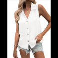 thumbnail image 3 of Blusa Tipo Túnica Informal con Cuello en V y Botones, Sin Mangas, para Mujer XXL, 3 of 8
