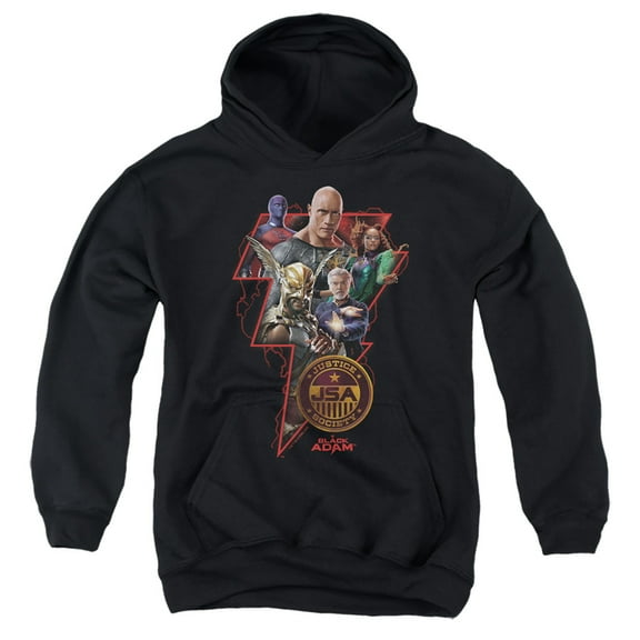Black Adam Black Adam Character Bolt Kids Pull-Over Hoodie (Medium) for Youth Boys and Girls, Black