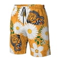 thumbnail image 5 of Kll White Floral And Butterflies Men'S Casual Summer Beach Shorts Hawaiian Shorts With Pockets-Xx-Large, 5 of 9
