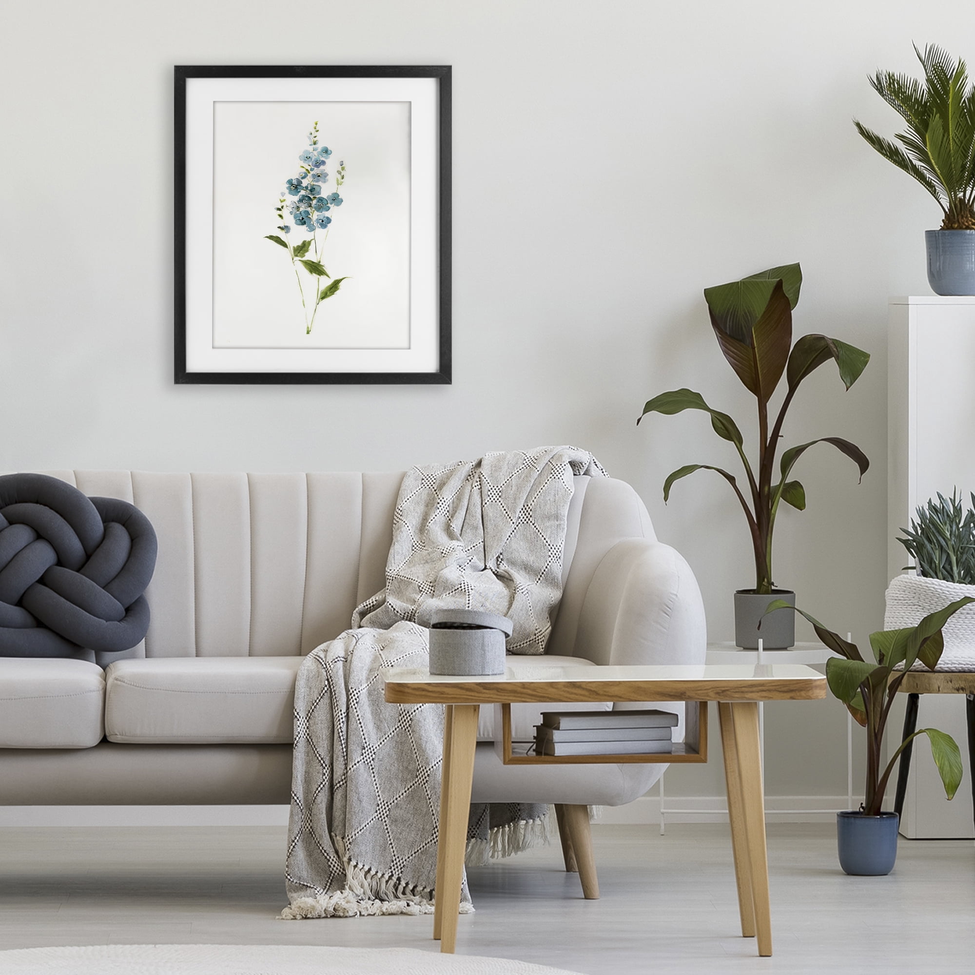 Stupell Industries Delicate Blue Sprigs Black Framed Print Under Glass, design by Sally Swatland