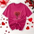thumbnail image 2 of BiZtdJrK Women's Casual T Shirts Love Heart Graphic Valentines Day Tee Tops Crew Neck Short Sleeve Valentine Tees Hot Pink XL, 2 of 6