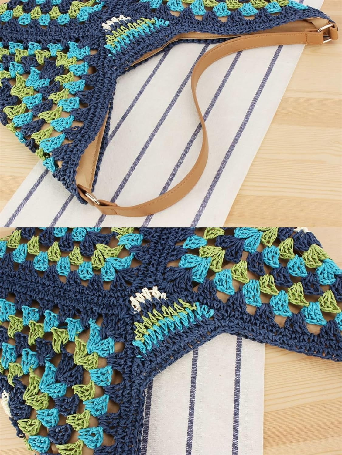 Zhengup Straw Bags for Women Summer Beach Tote Purse Crochet Shoulder Everything Holiday Work Everyday Handbag