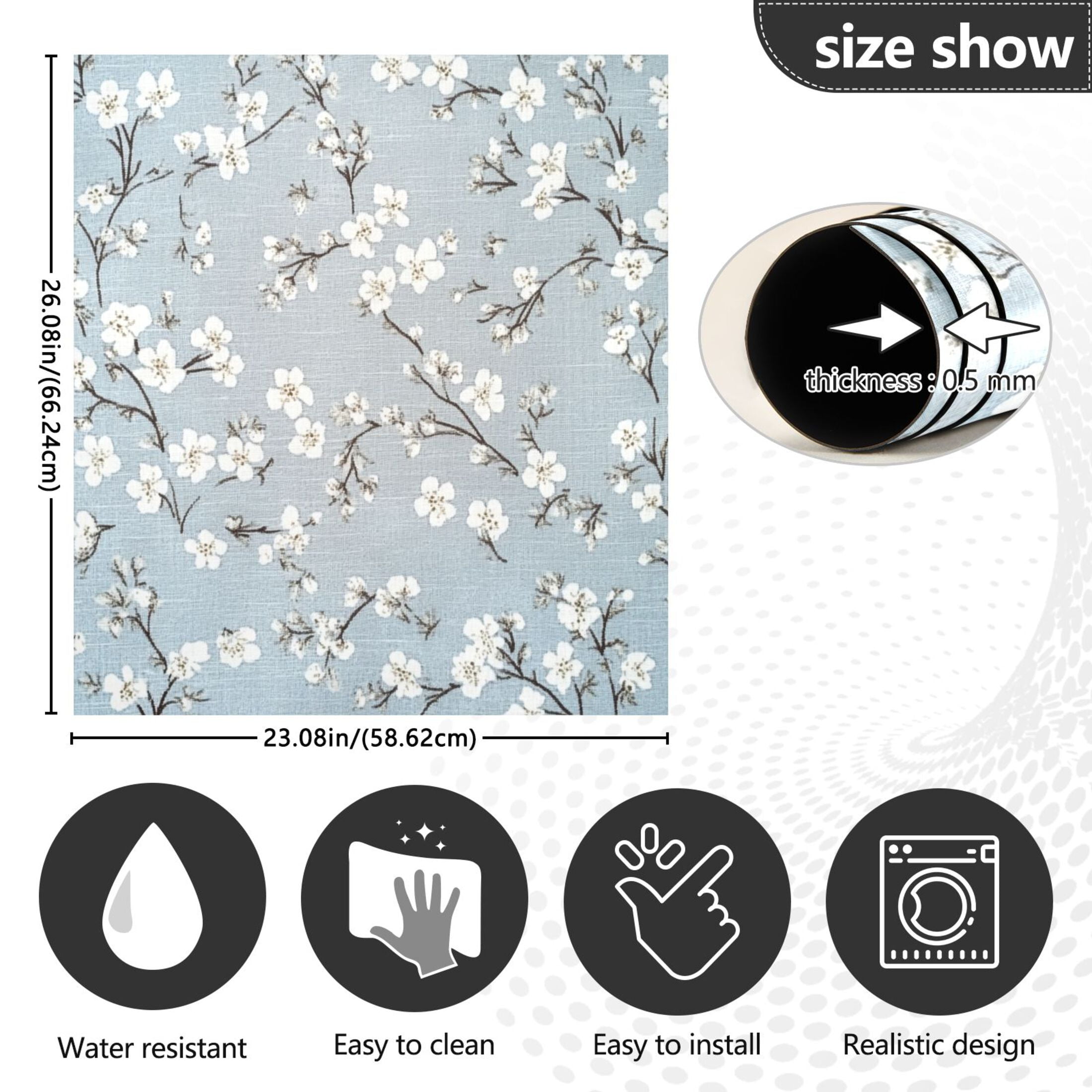 Dishwasher Magnetic Sticker 23x26 Inch Refrigerator Magnetic Sticker Washing Machine Magnetic Sticker Kitchen Panel Magnetic Sticker Home Decor Pretty White Cloth Flowers