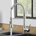 thumbnail image 2 of Brushed Nickel Kitchen Faucet LED Pull Down Sprayer Single Handle Sink Mixer Tap, 2 of 9