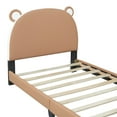 thumbnail image 4 of iRerts Twin Bed Frame, Bear Shape Upholstered Twin Platform Bed Frame with Headboard and Footboard, Bed Frame Twin Size with Wood Slats Support, No Box Spring Needed, Brown, 4 of 8