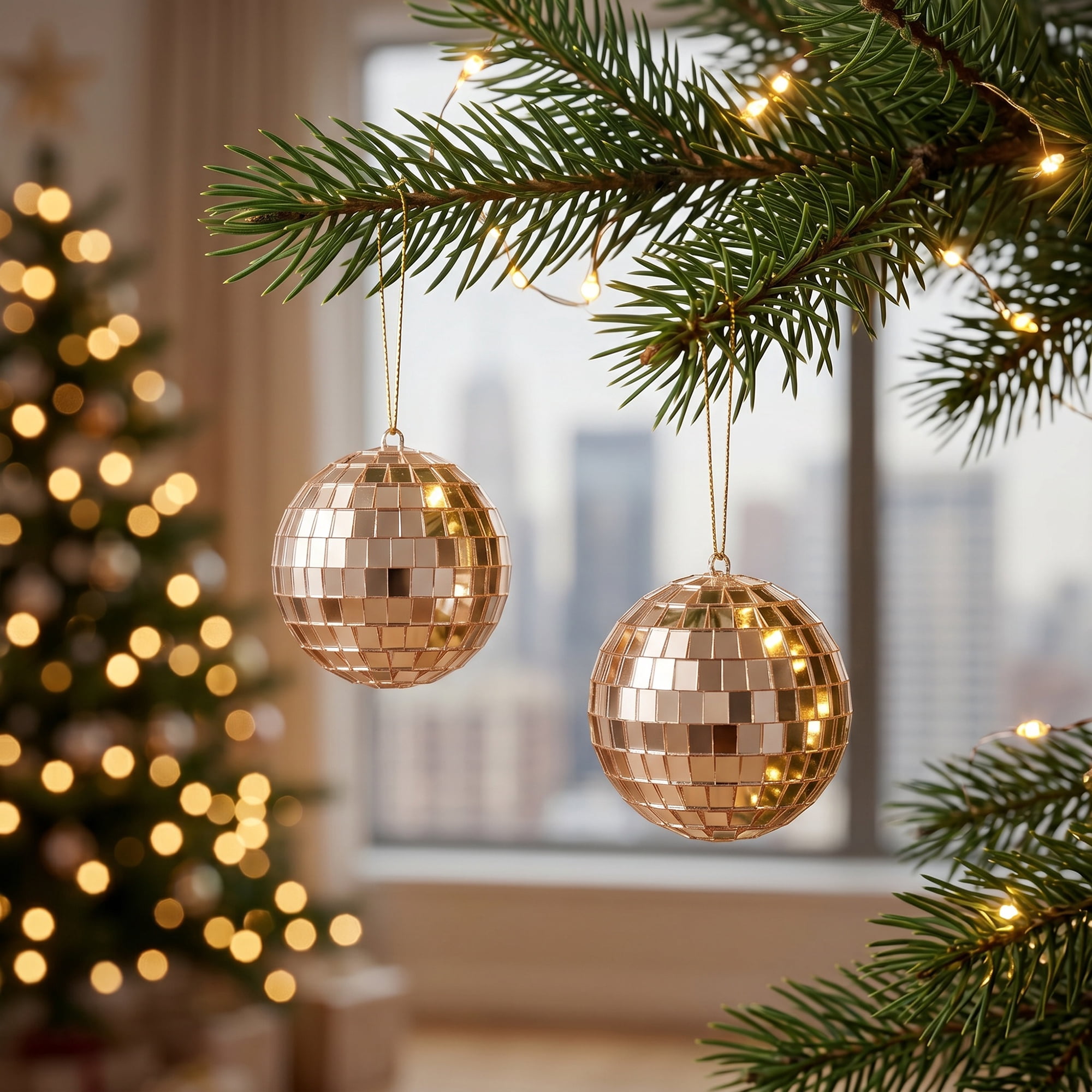 Unique Bargains 10Pcs Mirror Disco Balls for Hanging Sphere Orbs Beige 2"x2"x2"