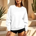 thumbnail image 2 of Zorvxlyn Womens Sweatshirt Drop Shoulder Long Sleeve Oversized Crew Neck Sweatshirt Women Fall Winter Solid Color Oversized Pullover for Women White S, 2 of 7