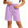 thumbnail image 2 of Girl’s Bermuda Shorts Elastic Waist Drawstring Casual Bottoms Summer Loose Knee Length Sports Shorts 2-9 Years, 2 of 6