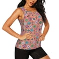 thumbnail image 2 of Xecao Color Flowers print women's scoop neck, loose-fit workout tank tops for the gym., 2 of 9