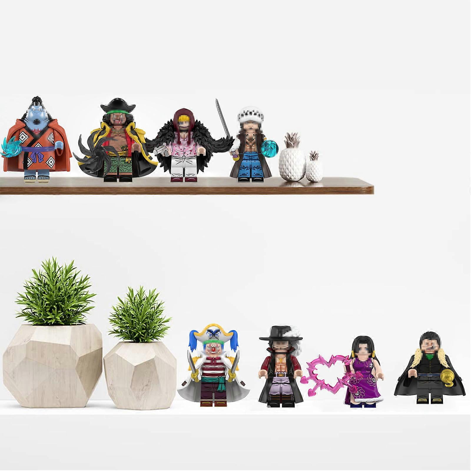 8 Pcs Collectible Anime One Piece Mini Action Figures Building Blocks Toys for Kids