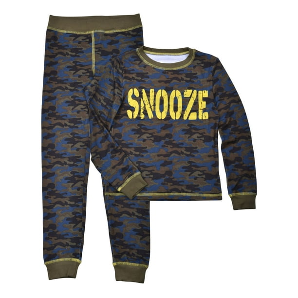 Sleep On It Cloud Nine Boys Camo Printed Tight Fit 2Piece Pajama Set