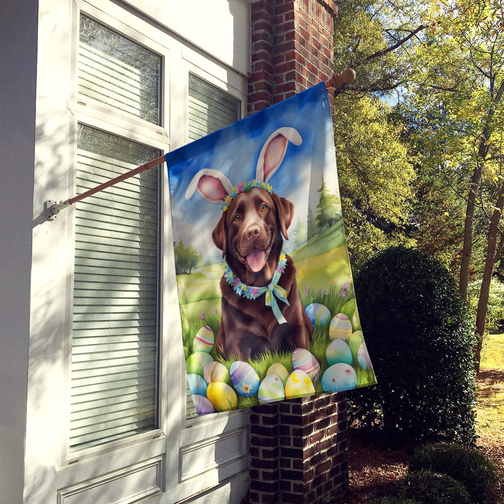 Chocolate Labrador Retriever Easter Egg Hunt House Flag 28 in x 40 in