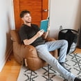 thumbnail image 5 of Big Joe Dorm Bean Bag Chair with Drink Holder and Pocket for Teens and Kids, Caramel Vegan Leather, Kids and Teens, 3 foot Gaming and Reading Nook Seat, Refillable, 5 of 8