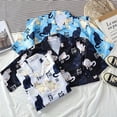 thumbnail image 6 of sunsanly Lapel Short Sleeve Buttons Closure Couple Shirt Summer Chinese Character Cats Print Beach Shirt Beachwear, 6 of 8