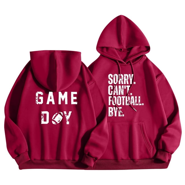 VBARHMQRT Chandails à Capuche Graphiques pour Femmes Manches Longues Décontractées Chandails Légers à Capuche Chandails Imprimés Graphiques Lettre Chandail Chandails de Football Blouse