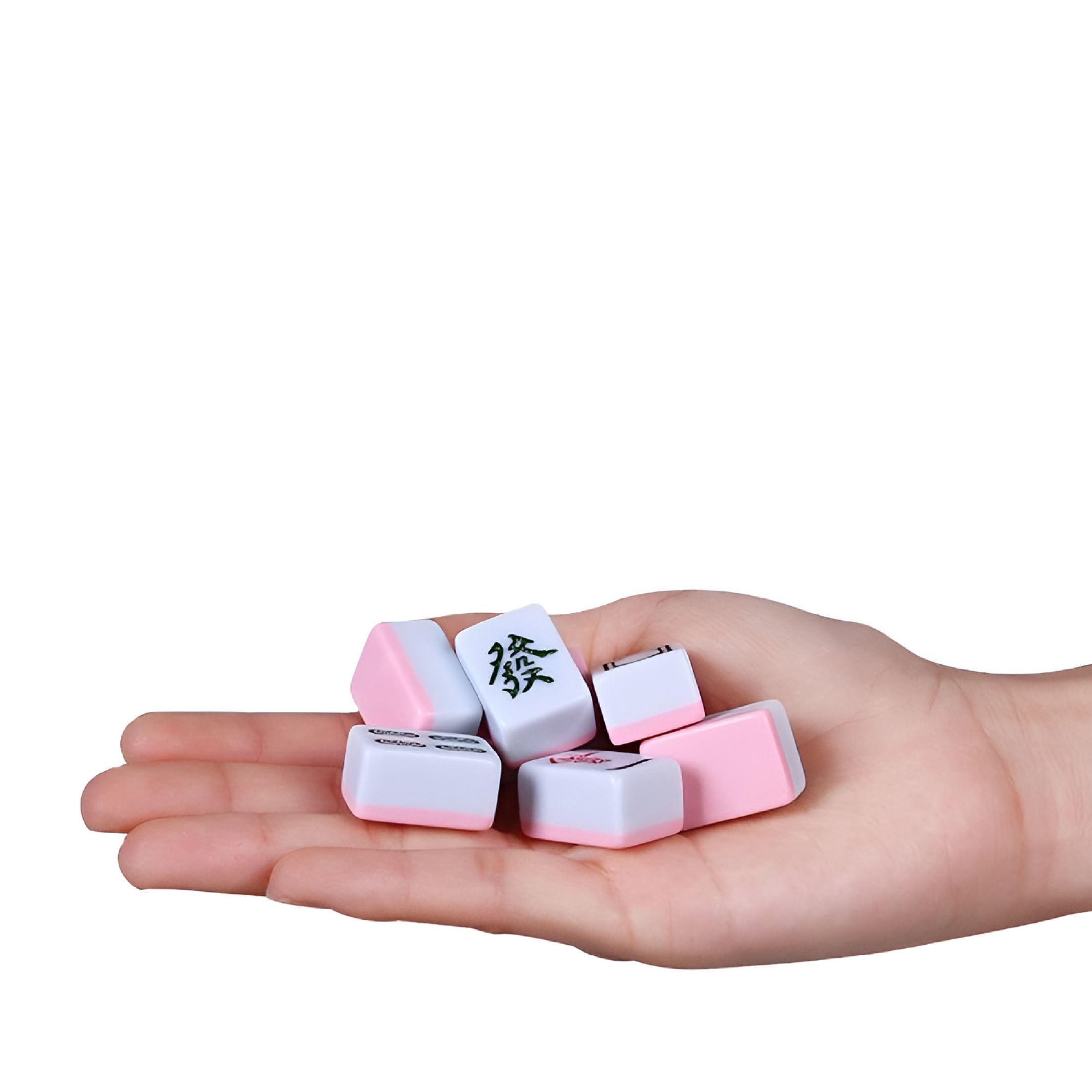 BESTSKY Portable Small-Sized Mahjong Combination Set,Approximately 1 Inch Thick Tiles for Travel,Compact Chinese Dominoes Game with Storage Case for On-the-Go Fun,Beige