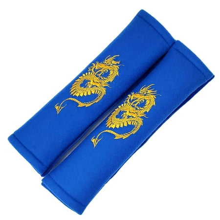 LavoHome Soft Plush Seat Shoulder Belt Pads with Velcro Strap-Blue Dragon Print,One