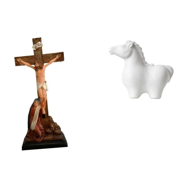 Escultura De Caballo De Jesús De Porcelana, Adorno Católico Decorativo, Estatua De La Madre María, Figura De Animal Para Dormitorio, Mesa, Oficina, Sala De Estar, Armario Interior, Chimenea
