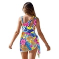 thumbnail image 2 of SEANATIVE Girls Bathing Suit with Mesh Sheer Swimsuit Coverup Children Summer Beachwear One Piece Swimsuits for Teens, Size 13-14 Years, Tropical Hibiscus Flower Palm Leaf Blue, 2 of 7