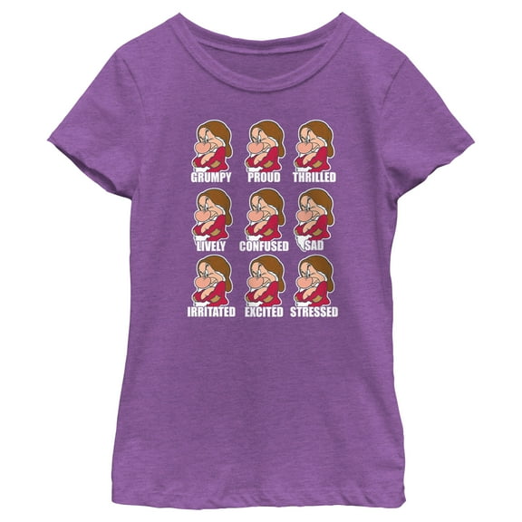 Girl's Snow White and the Seven Dwarfs Grumpy Expressions Graphic Tee Purple Berry Medium