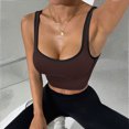 thumbnail image 4 of mgoYE Women's Workout Racerback Tank Tops Spandex Yoga Athletic Running Gym Sports Crop Tops for Women(Coffee,S), 4 of 5