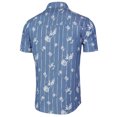thumbnail image 3 of MODA NOVA Big & Tall Men's Short Sleeves Button Down Fish Bone Prints Shirt Blue Stripe Flower 50, 3 of 5