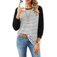 thumbnail image 3 of WIHOLL Women's Long Sleeve Shirts Fashion Striped Raglan T-Shirt Casual Loose Fit Crewneck Pullover Top 2026 Fall Sweatshirts for Women, 3 of 9