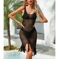 thumbnail image 2 of SWSMCLT Women's Beach Bikini Cover Up Dress Light Sheer Knit Spring Break Cover Up Sexy Crochet Fringed Black Large, 2 of 4