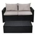 thumbnail image 1 of Kingfisher Lane Ensemble de Canapé de Patio en Osier 2 Pcs, Noir, 1 of 6