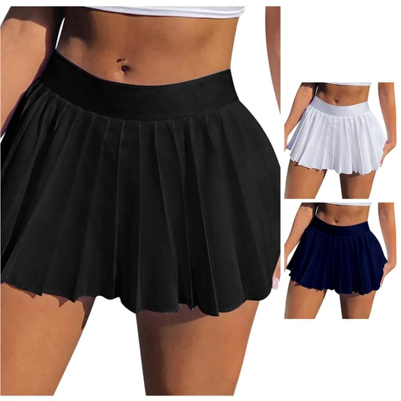 Wxolcjlv Women's Pleated Mini Skirt Elastic Waist Short Cut Workout Daily Skirts