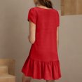 thumbnail image 6 of WCMZJ Womens Summer Dress V Neck Petal Short Sleeve Ruffle Hem Tiered Flowy Swing Midi Dresses 2025 Trendy Beach Sundress Outfits Red M, 6 of 9