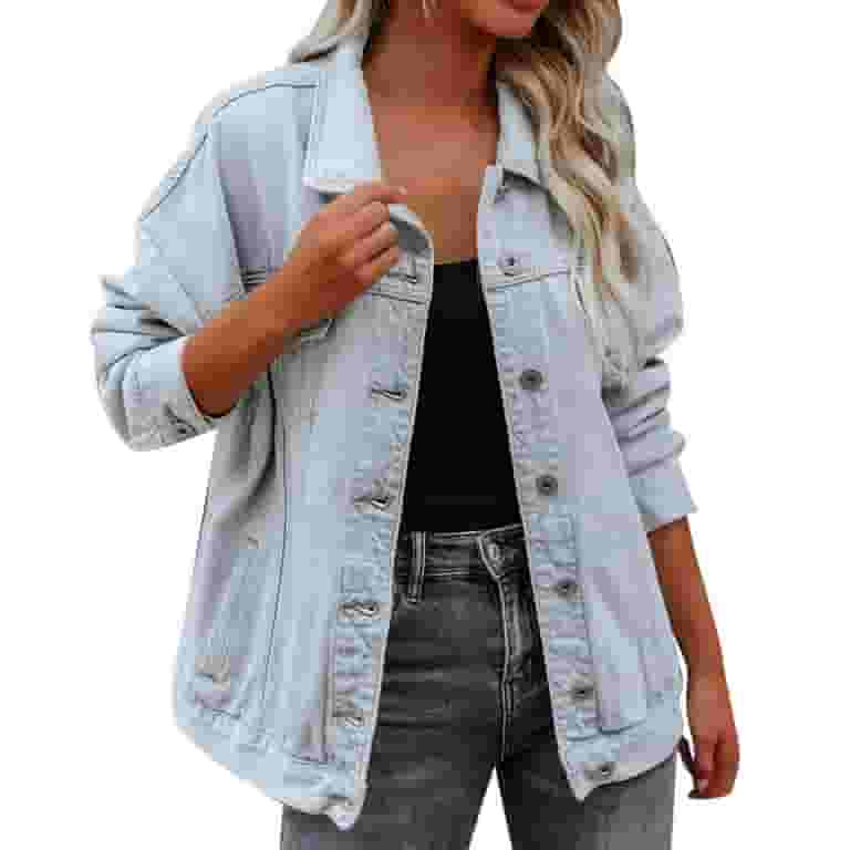 【INCHANT ME】Sorbet loose fit single jacket Mnjin Women Casual Oversized Denim Jacket Long Sleeve Single