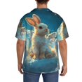thumbnail image 3 of Fotbe Cute Angel Winged Rabbit Camisa Estampada de Manga Corta para Hombre, Casual de Verano, Estilo Playero, Sin Arrugas-X-Large, 3 of 5