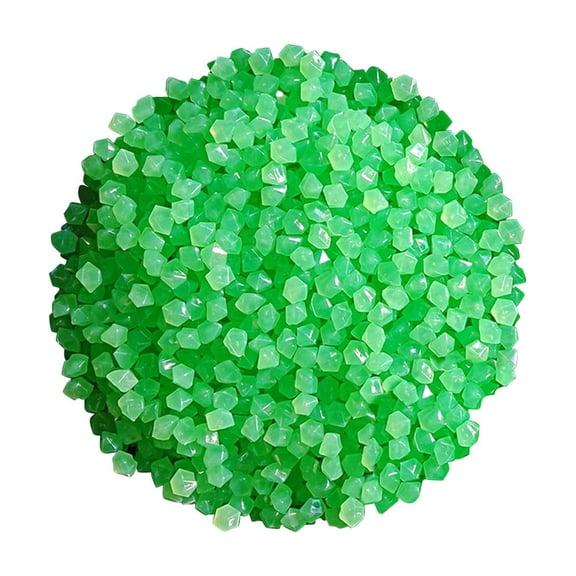 Army Green Luminous Pebbles For Aquarium Substrate 100 Pack Small Rhombus Shape Glow In Dark Plastic Stones For Garden Landscaping