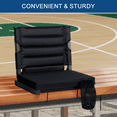 thumbnail image 4 of Nalone Stadium Seats for Bleachers with Back Support, Bleacher Seats with Backs and Extra Thick Padded Cushion, Includes Shoulder Straps Carry Handle, and Cup Holder Side Pockets (Black), 4 of 8
