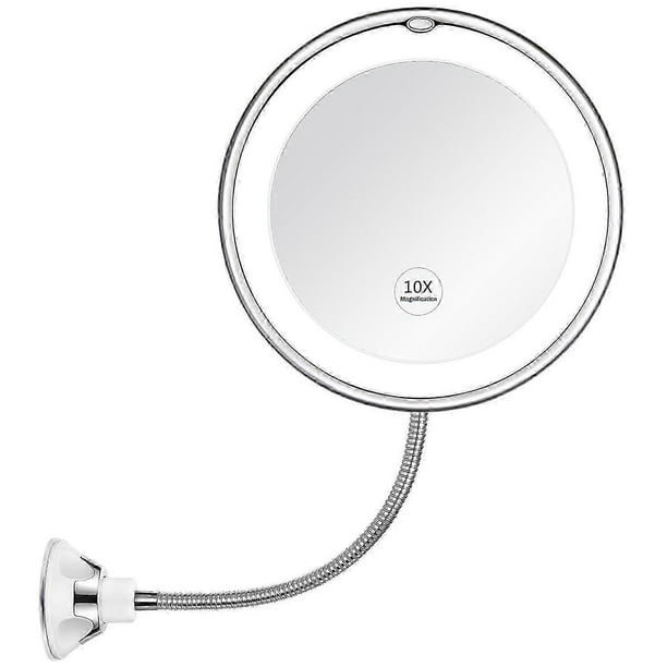 10x magnification flexible gooseneck lighted makeup mirror for travel