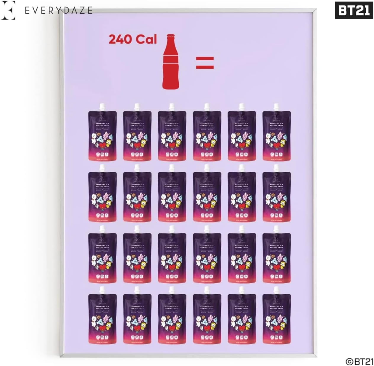 EVERYDAZE with BT21: Essential C’s Konjac Jelly – Lychee, Box of 10 Packs