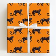Black Panther Repeating Pattern Orange Gift Wrapping Paper