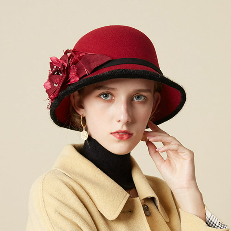 Hunpta Bucket Hats For Women Fashion Wool Beret French Style Painter Hat Cap  Vintage Warm Party Top Hat 