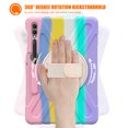 thumbnail image 6 of Shockproof Case for Samsung Galaxy Tab S10 Ultra/ Tab S9 Ultra, 360 Rotating Stand Heavy Duty Protective Shoulder Strap w/ S Pen Holder Hand Strap Cover for Galaxy Tab S10 Ultra/ S9 Ultra,Rainbow Pink, 6 of 18